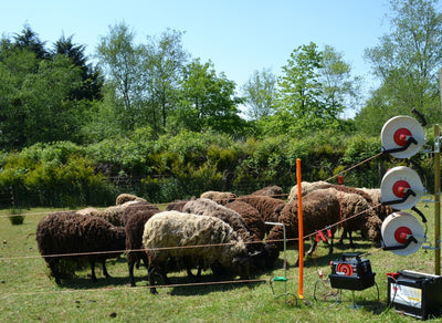 Geared 3 Reel Electric Fence Kits. Steel or Twine